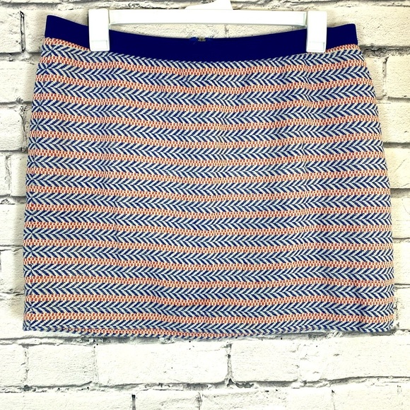 Gap Blue Coral Woven Geometric Elastic Boho Mini Skirt size 16 Plus Size Skirt - Picture 1 of 6